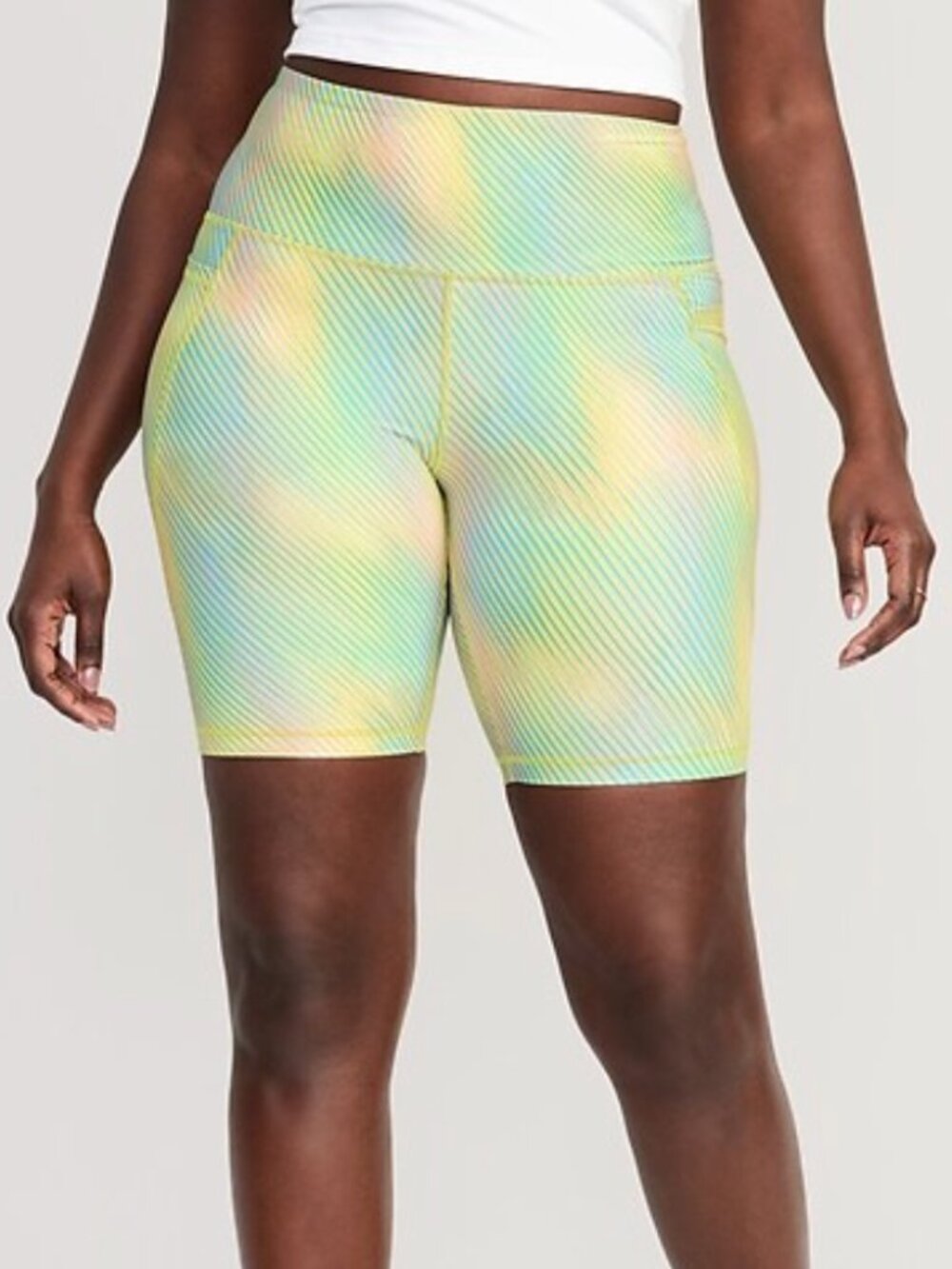 Old Navy High-Waisted PowerSoft Biker Shorts Rainbow Burst Women's US Size L